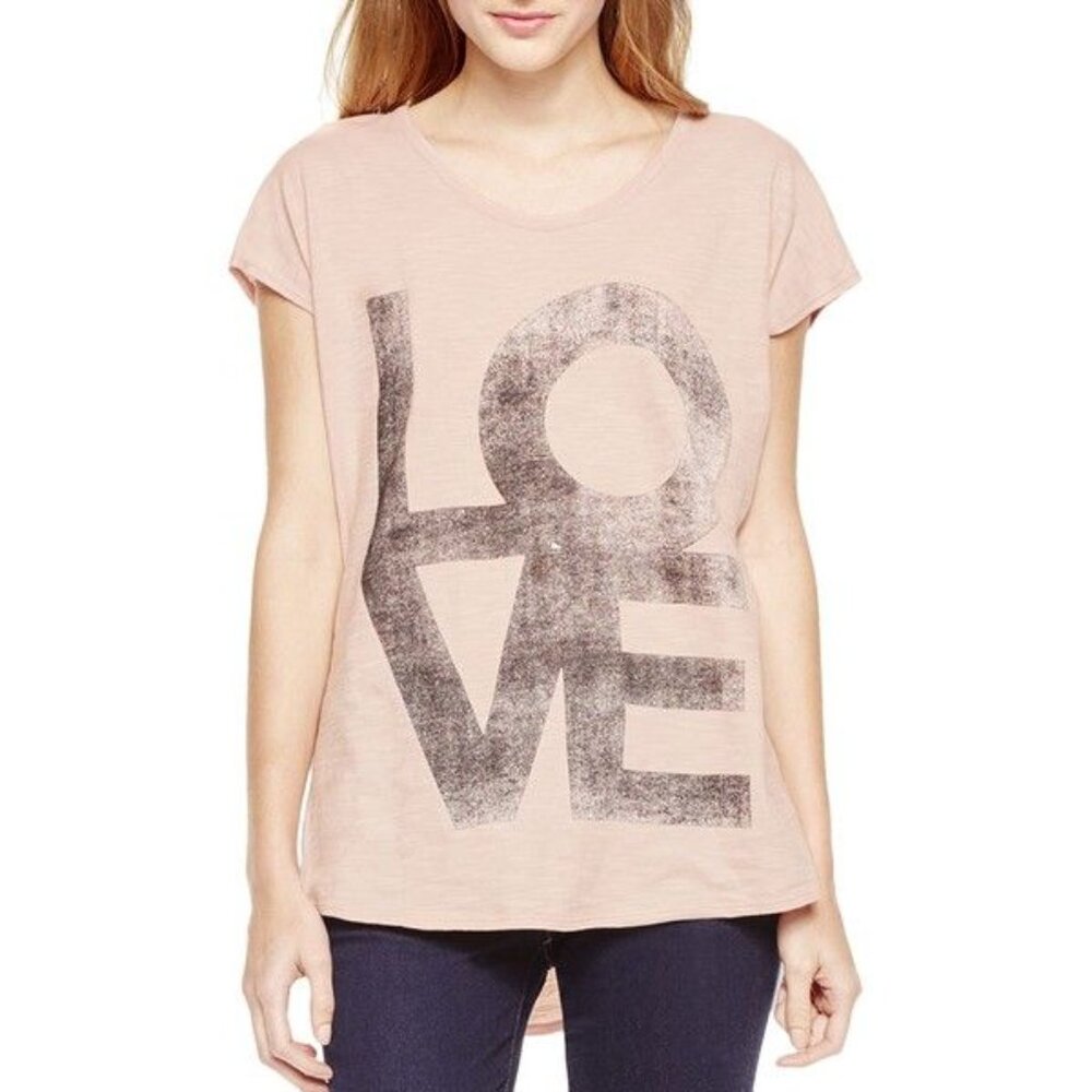 Two by Vince Camuto Dusty Pink LOVE Graphic Cotton Tee Size M